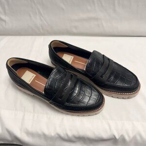 Dolce Vita Black Leather Loafers with Textured Design